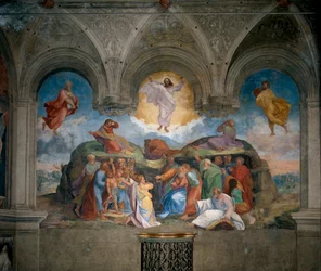 Verklärung Christi, gemalt auf einem Stück der Wand in der Sakristei